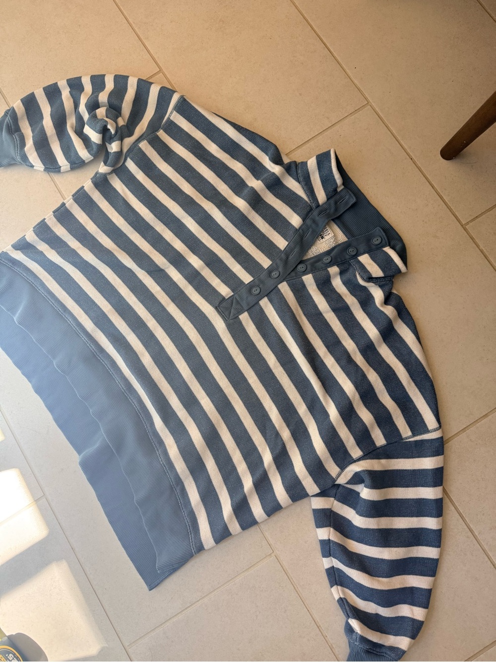 American Eagle Oversized Henley sweatshirt in blue striped